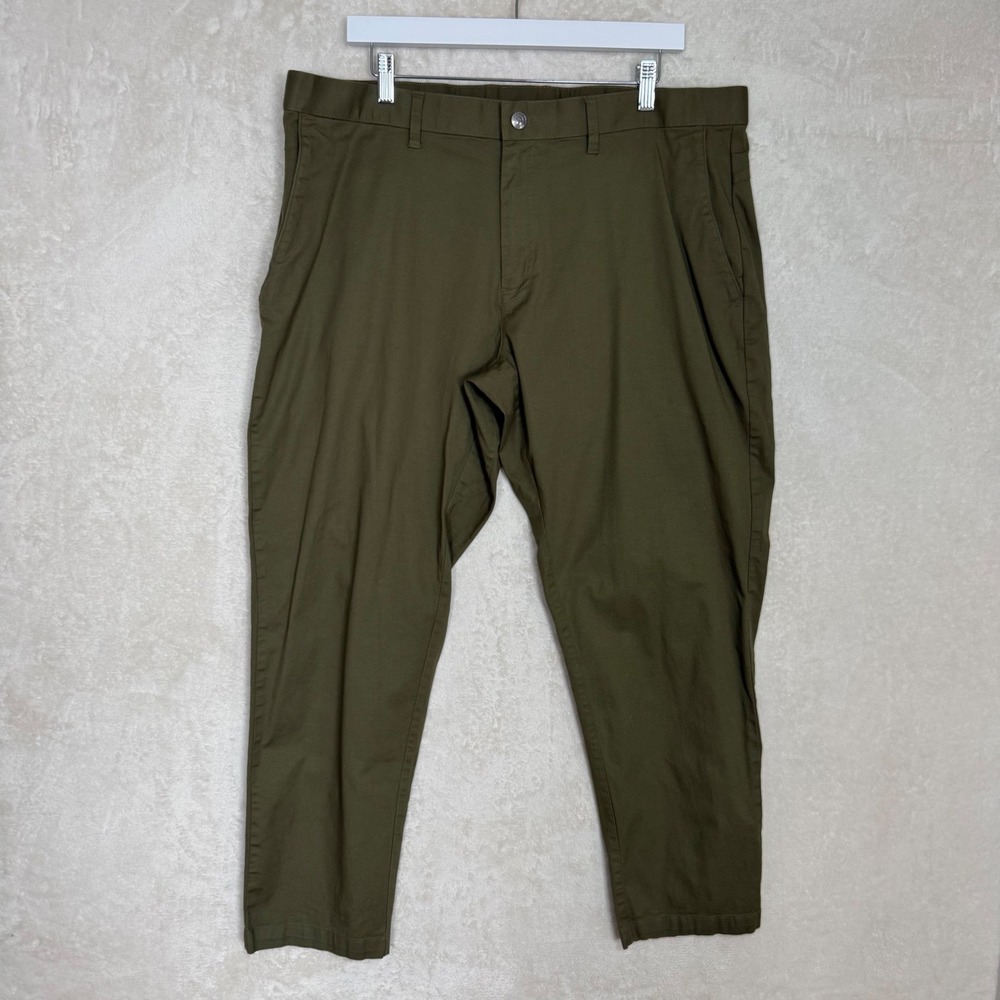 Fabletics Mens The High Side Chino Classic Fit 5-Pocket Pant Olive Green 40x32 - Picture 3 of 10